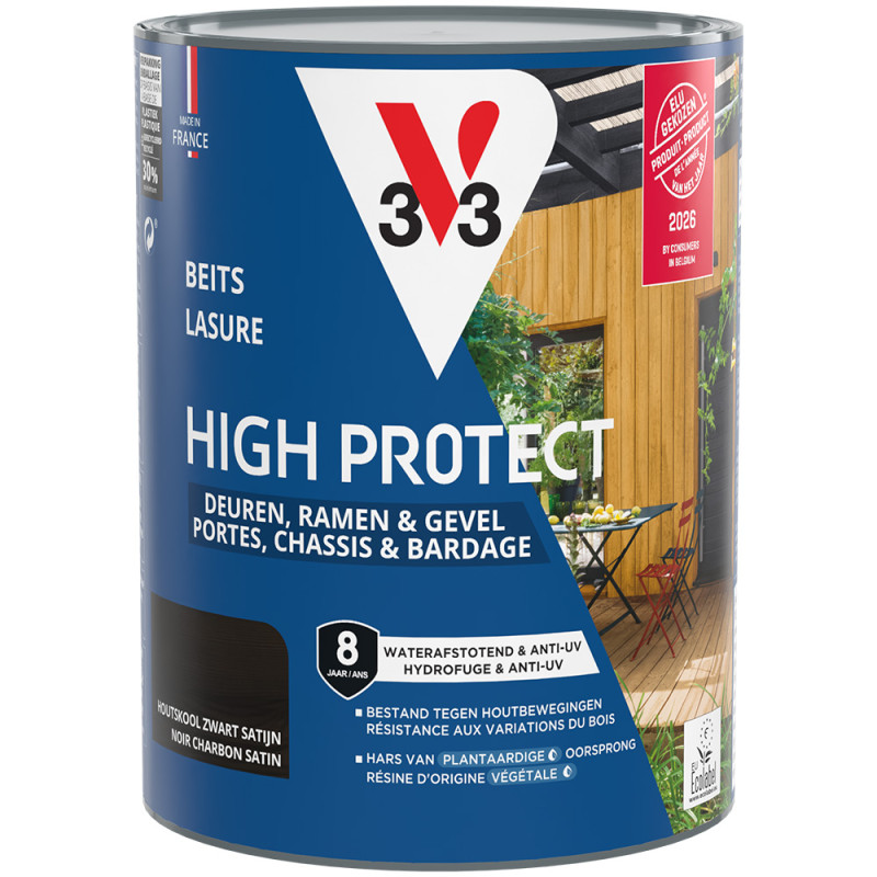 Lasure pour bois High Protect noir charbon 0,75 L V33
