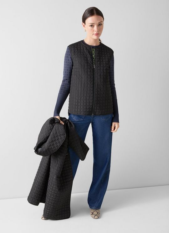 Callie Black Longline Quilted Coat