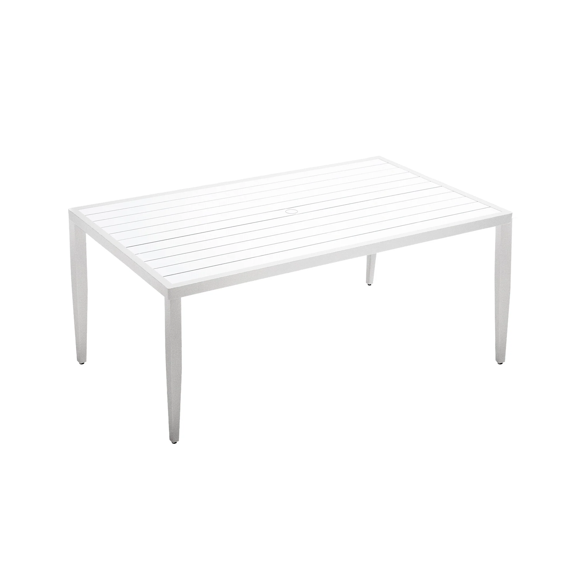 GDFStudio -Sharon Outdoor Patio Aluminum 40x70 Two-tone Table Top Rectangle Dining Table with Tapered Feet & Umbrella Hole