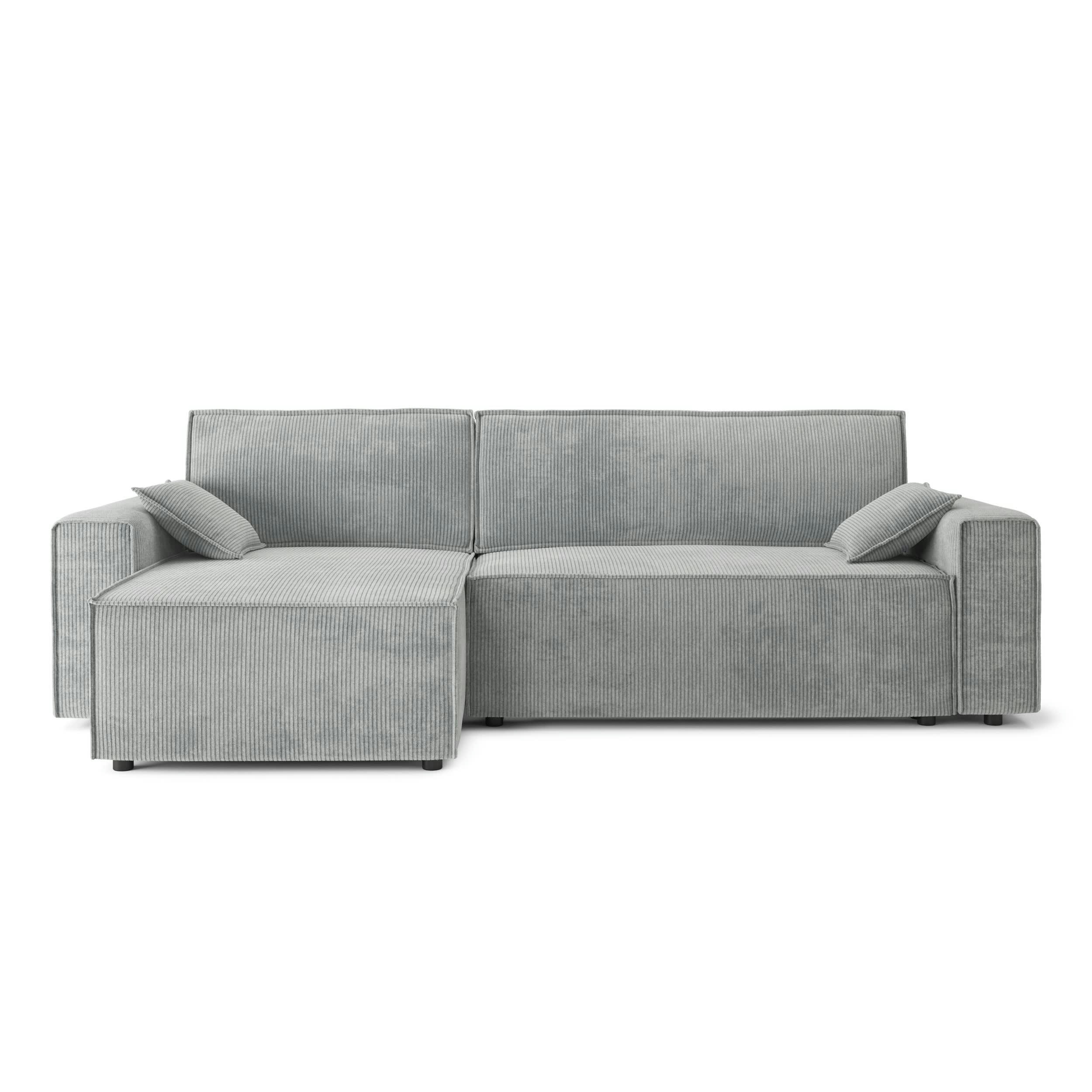 DURIF - Canapé d'angle réversible convertible 4 places en velours côtelé gris