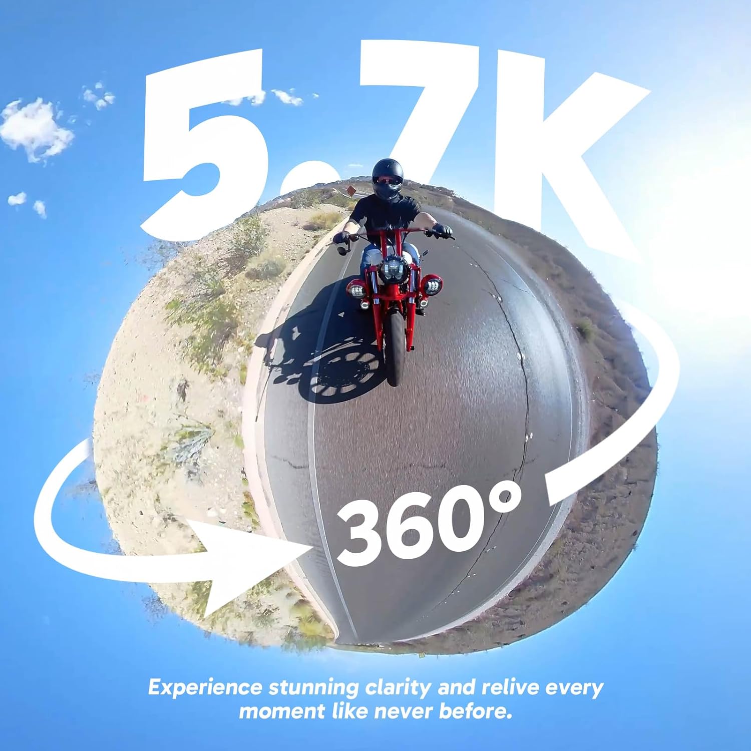 AKASO 360 Weatherproof 360° Action Camera - 5.7K 360 Video with 1/2 48MP Sensors  72MP 360 Photo  360-SuperSmooth  Invisible Selfie Stick  360° Horizon Lock  AI Tracking Motorcycle Combo