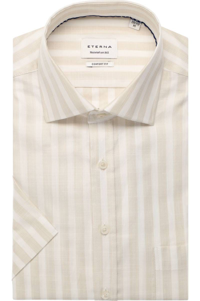 ETERNA Comfort Fit Tencel Hemd beige, Gestreift