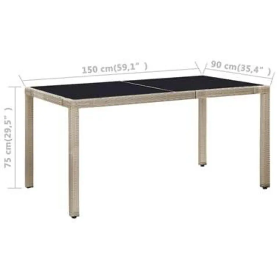 vidaXL - Eethoek Voor Buiten - Beige - Poly rattan - 150 cm tafellengte