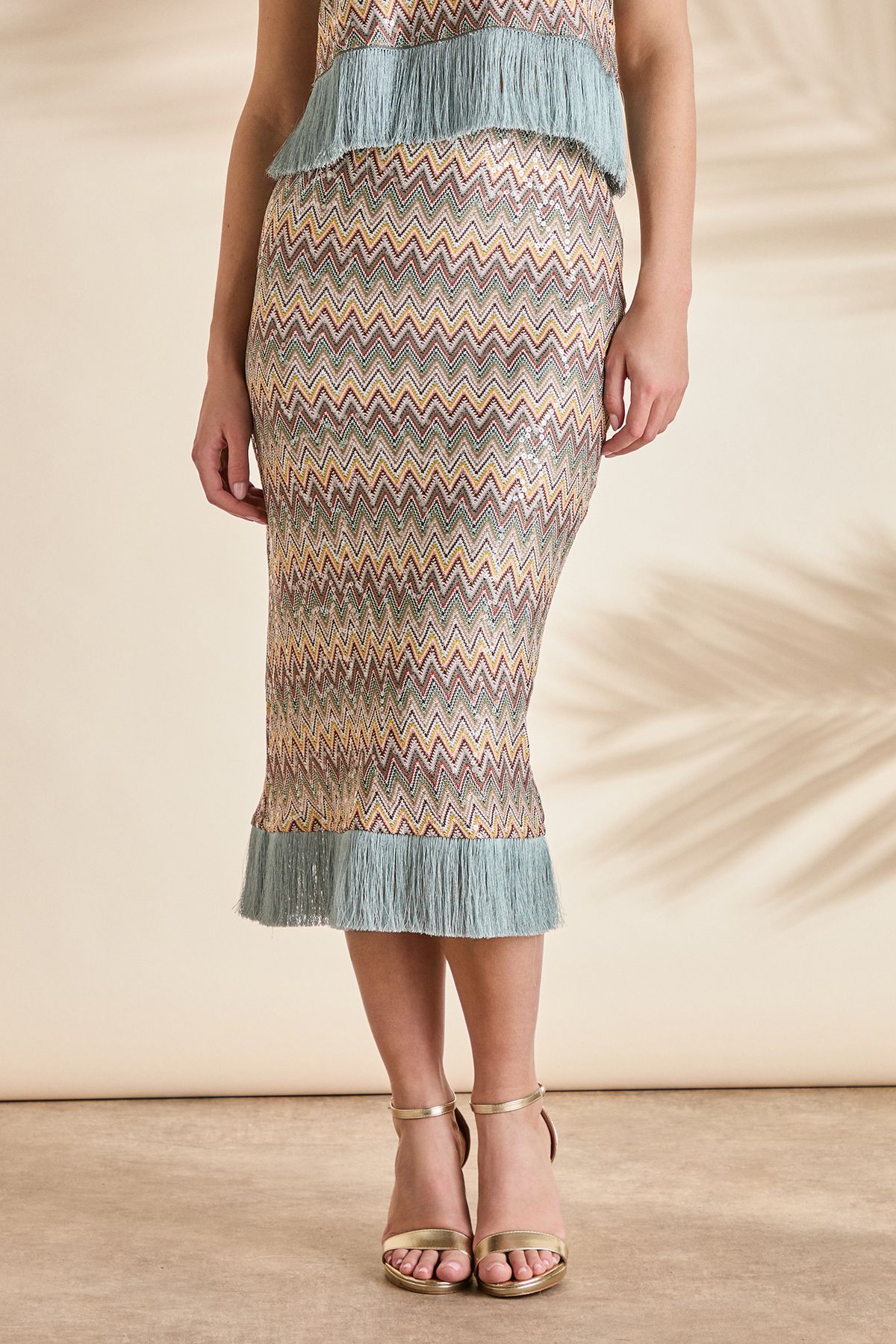 Coast Sequin Crochet Skirt With Tassel