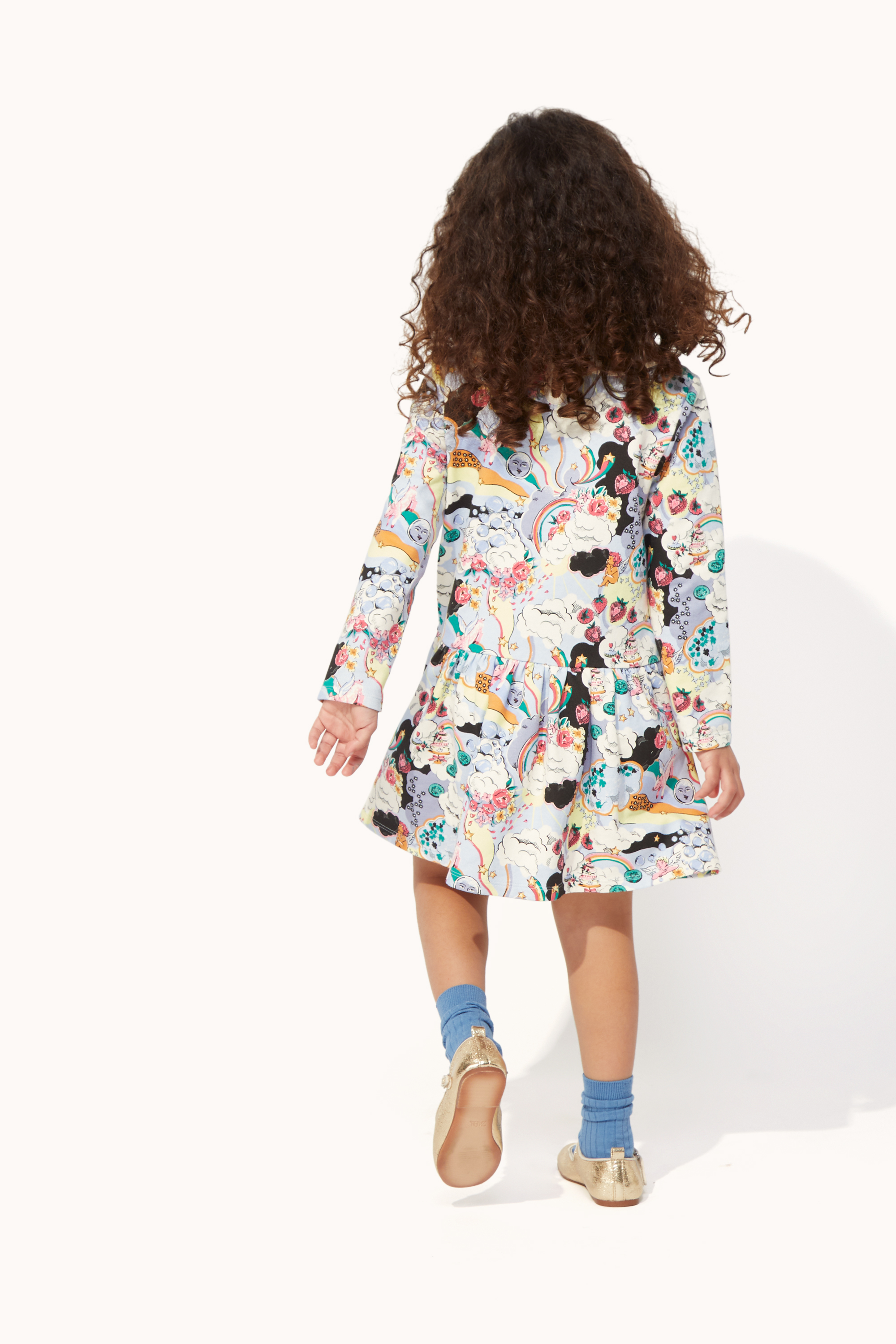 Self Care Ditsy Long Sleeve Collar Sweat Dress (2-10 Years)