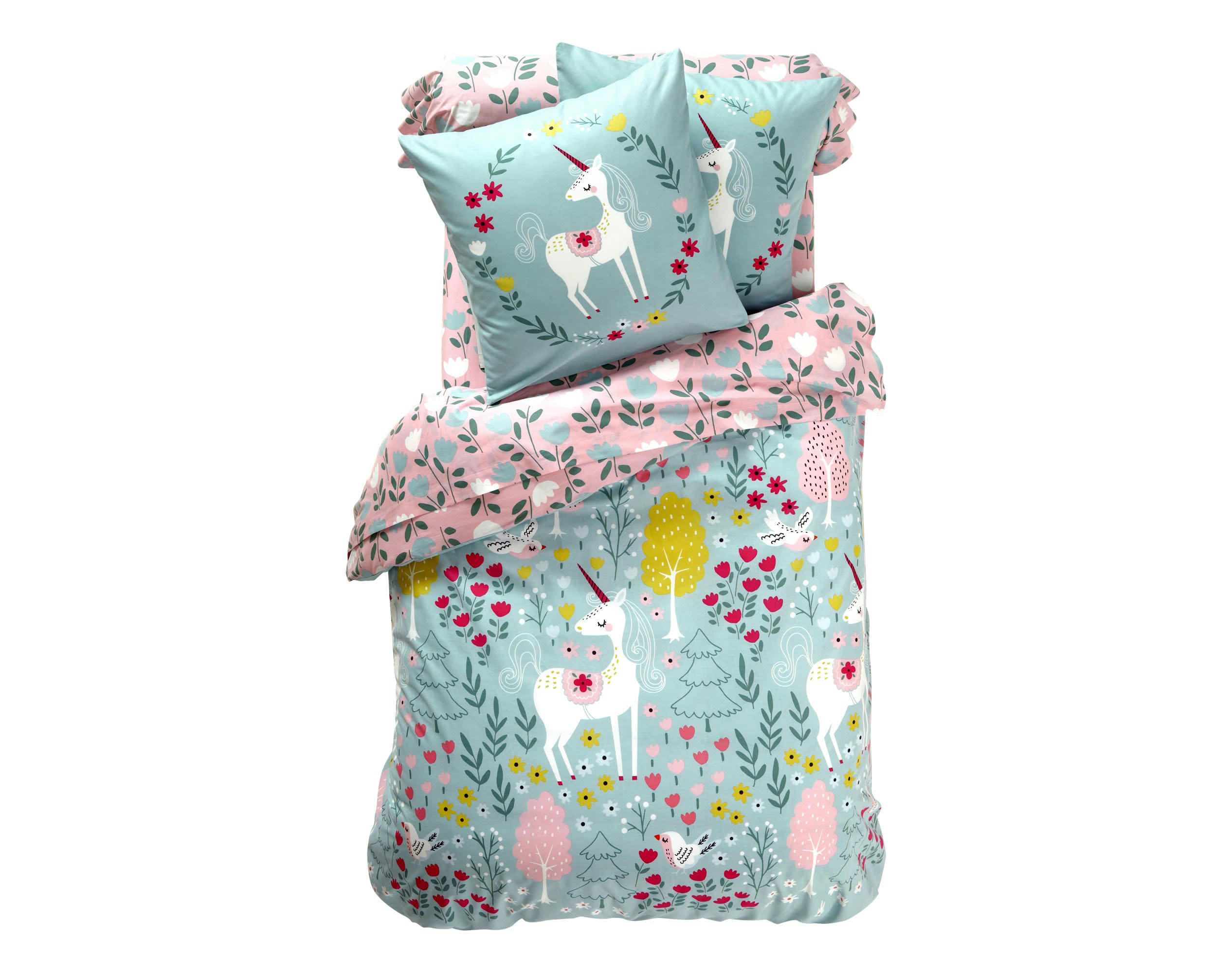 LICORNE - Taie d'oreiller enfant 43x140 multicolore en coton