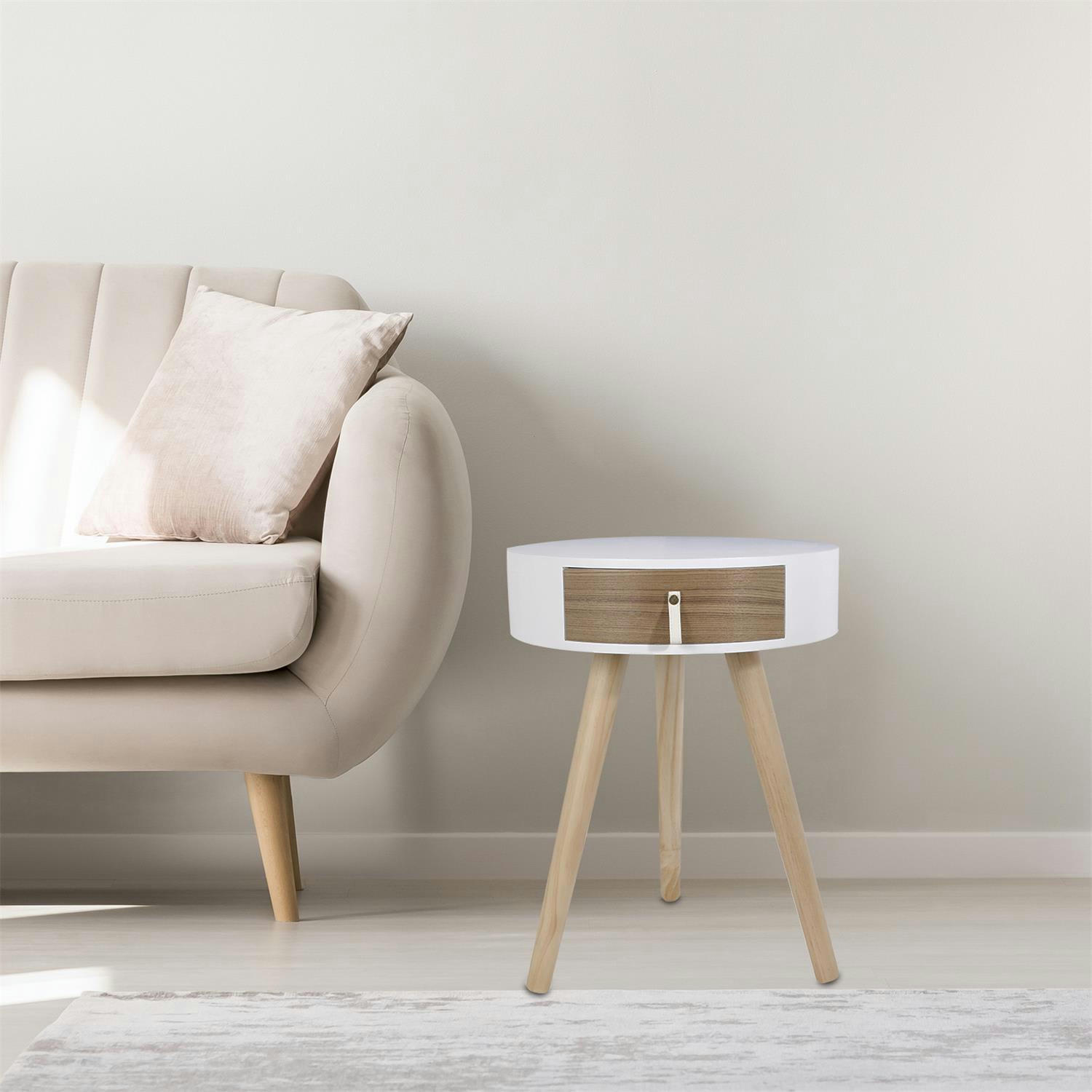 - Chevet en bois scandinave nora blanc