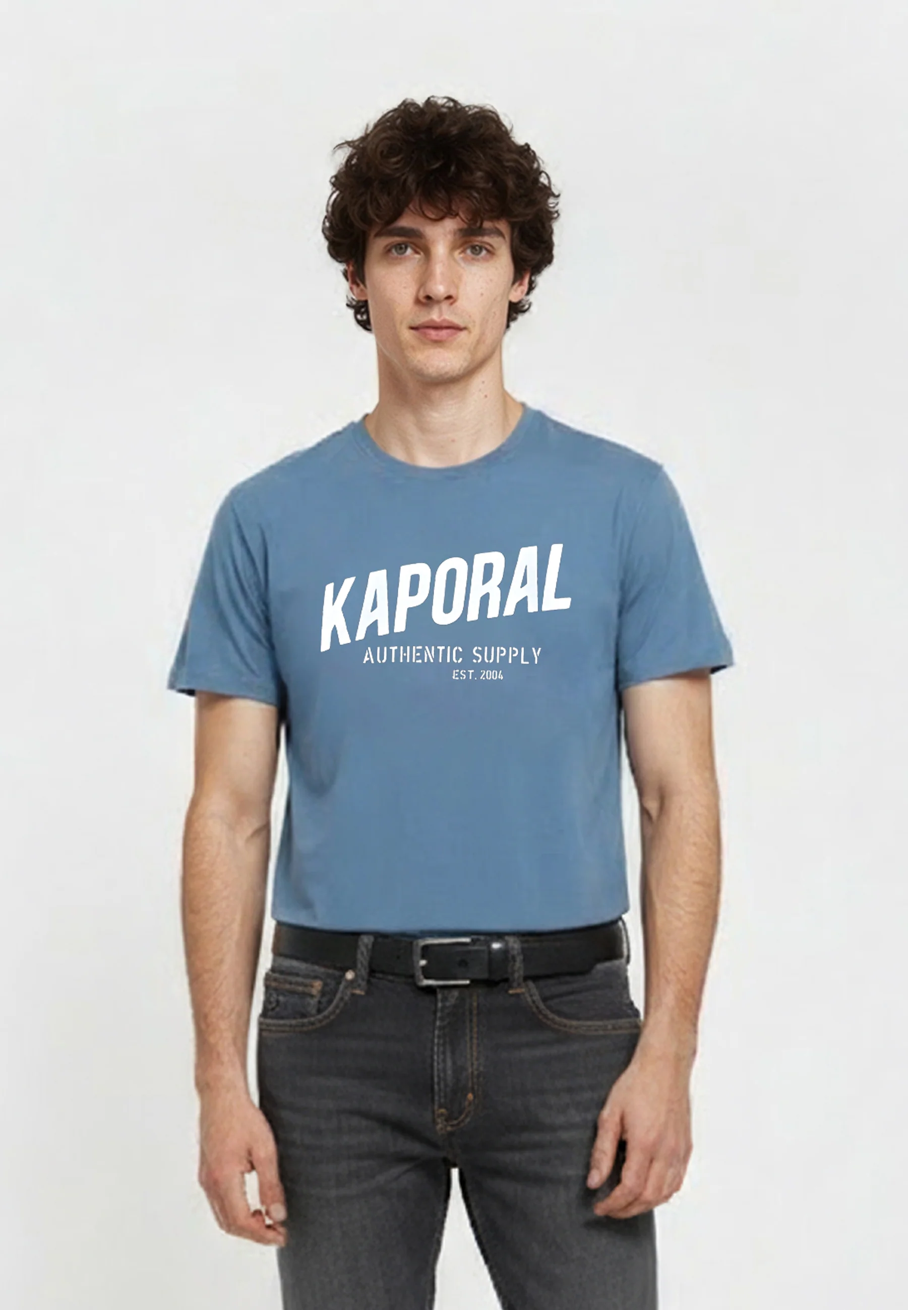 T-shirt manches courtes slim bleu ciel coton stretch RYZZ