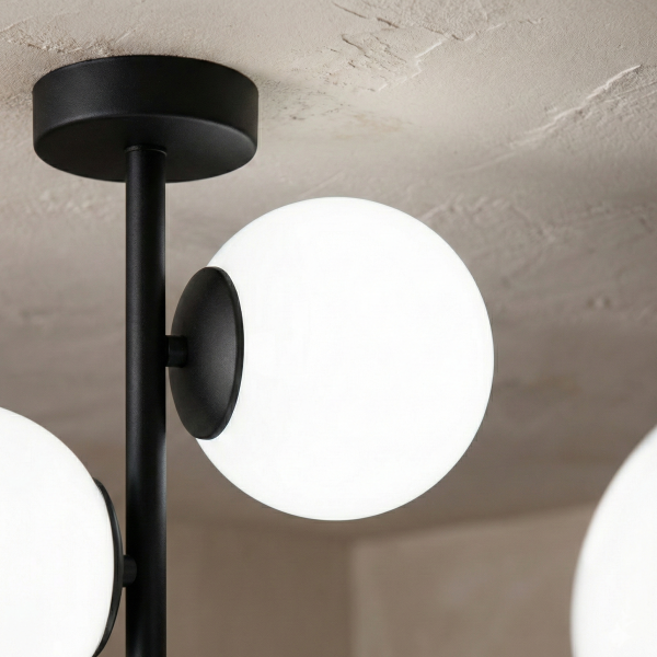 Lampa sufitowa EDYLIT loft białe kule czarna 3xE14 PETIT 13-818
