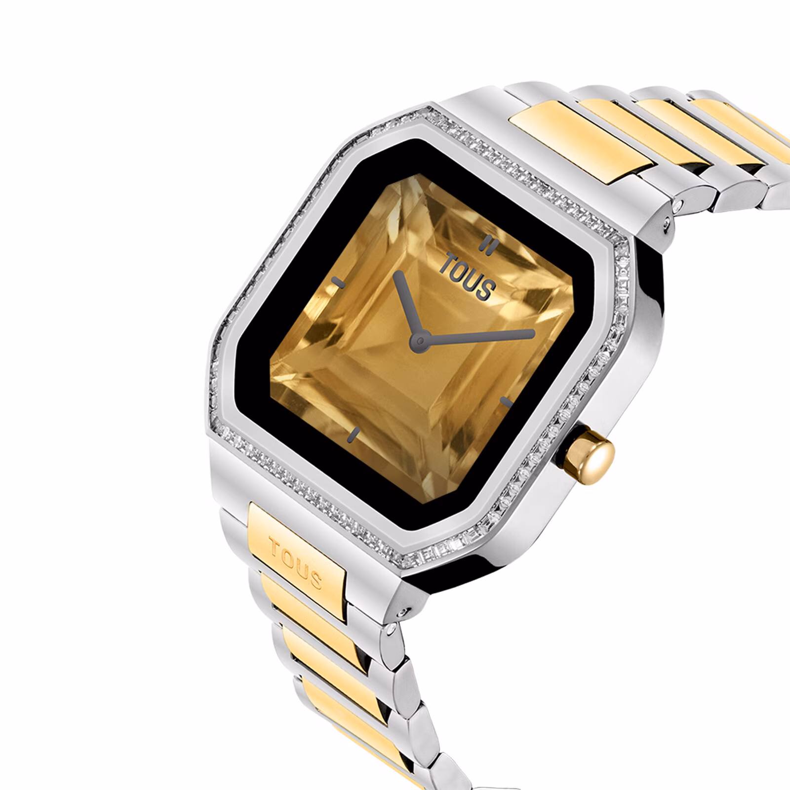 Reloj smartwatch con brazalete de acero, acero dorado y zirconitas B-Connect