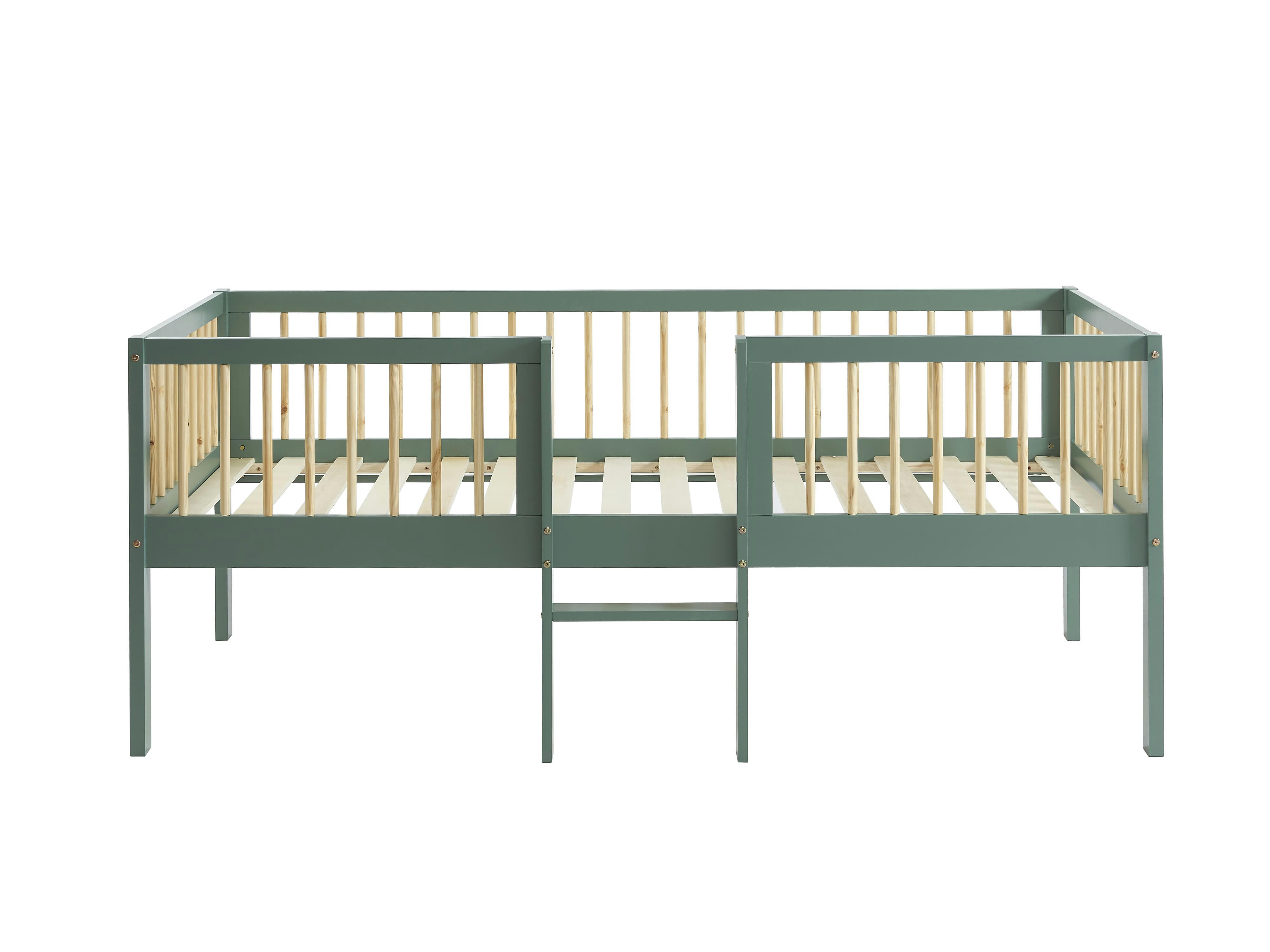 LOU - Lit enfant surélevé  pin massif vert 90x190