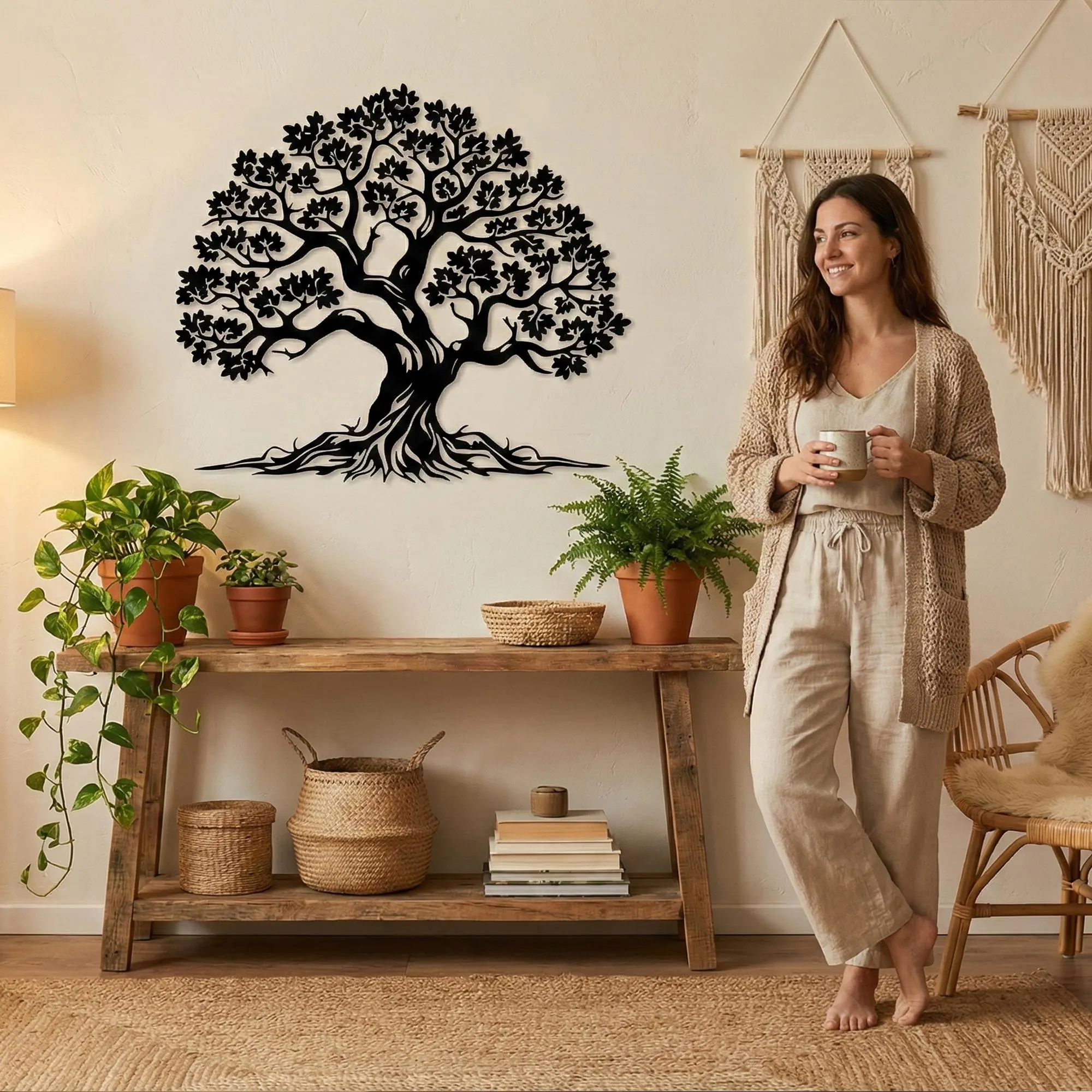 Metal Tree of Life Wall Art, Modern Branch Decor, Nature Inspired Oversized Wall Sculpture