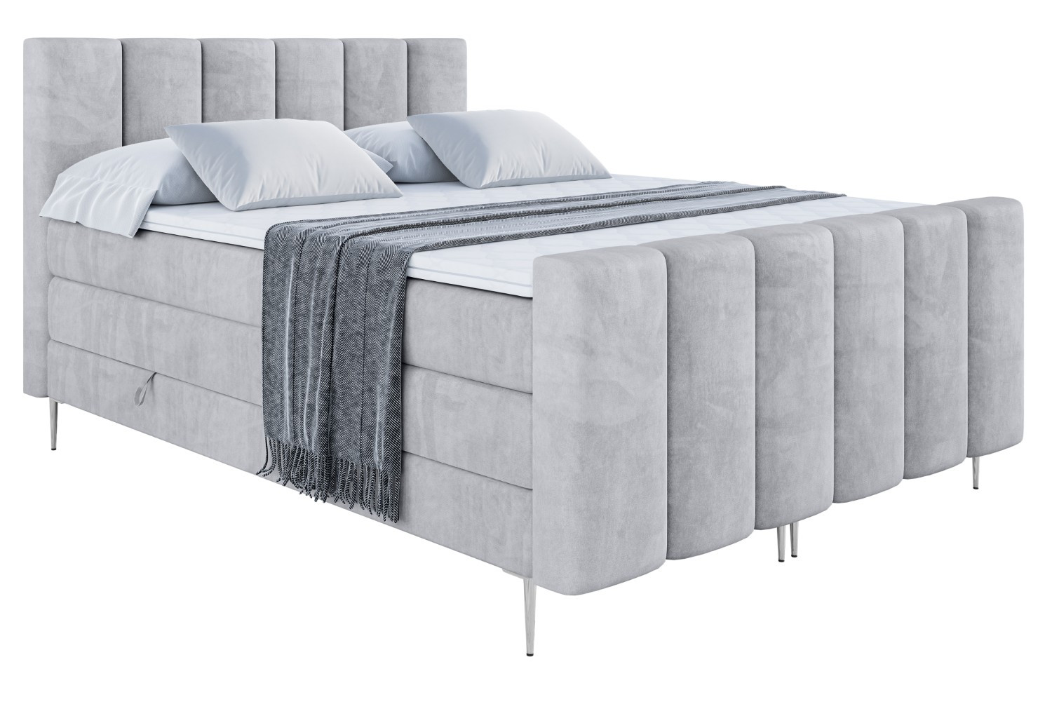 Łóżko kontynentalne - pojemnik, materac, nóżki BOXI1-FS-Z KING 120x200 cm