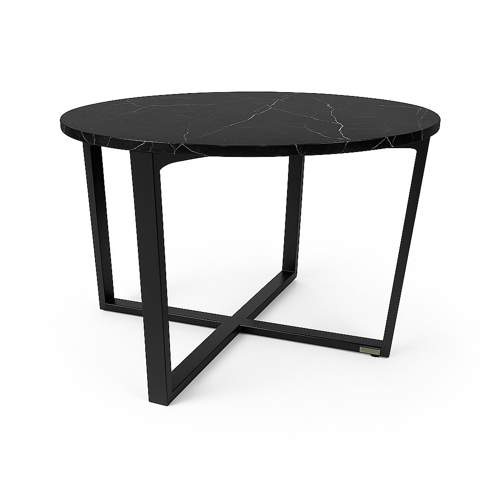 Stolik Kawowy Okrągły z Marmurem Nero Marquina MENTO - 11