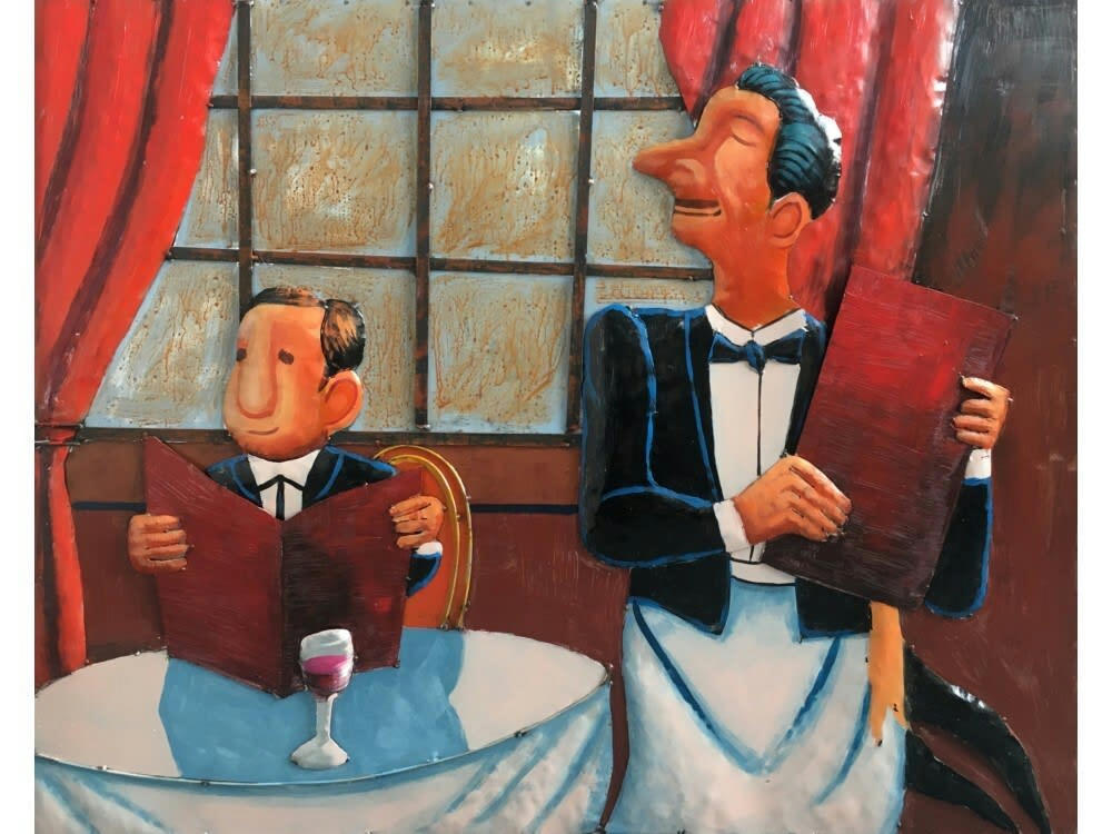 MÉTAL BRASS - Tableau relief en métal restaurant chic 100x80