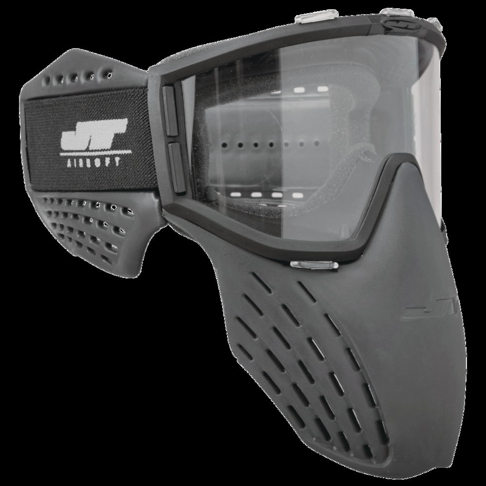 JT Delta 2 Faceguard Airsoft Mask with Hard Earpiece for Protection, Black
