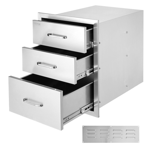 Szuflady BBQ 3x stal nierdzewna 45x58x58 cm z uchwytem chromowanym