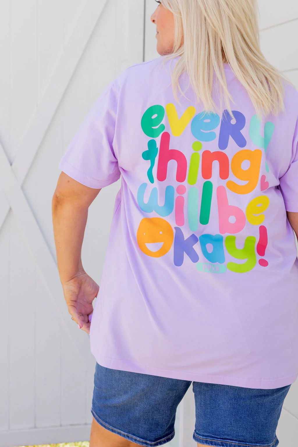 Della Relaxed V-Tee in Be Okay Lilac by Kasey Rainbow