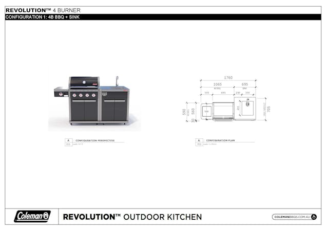 Coleman Revolution&trade; 4 Burner Kitchen with Sink- Black Gloss
