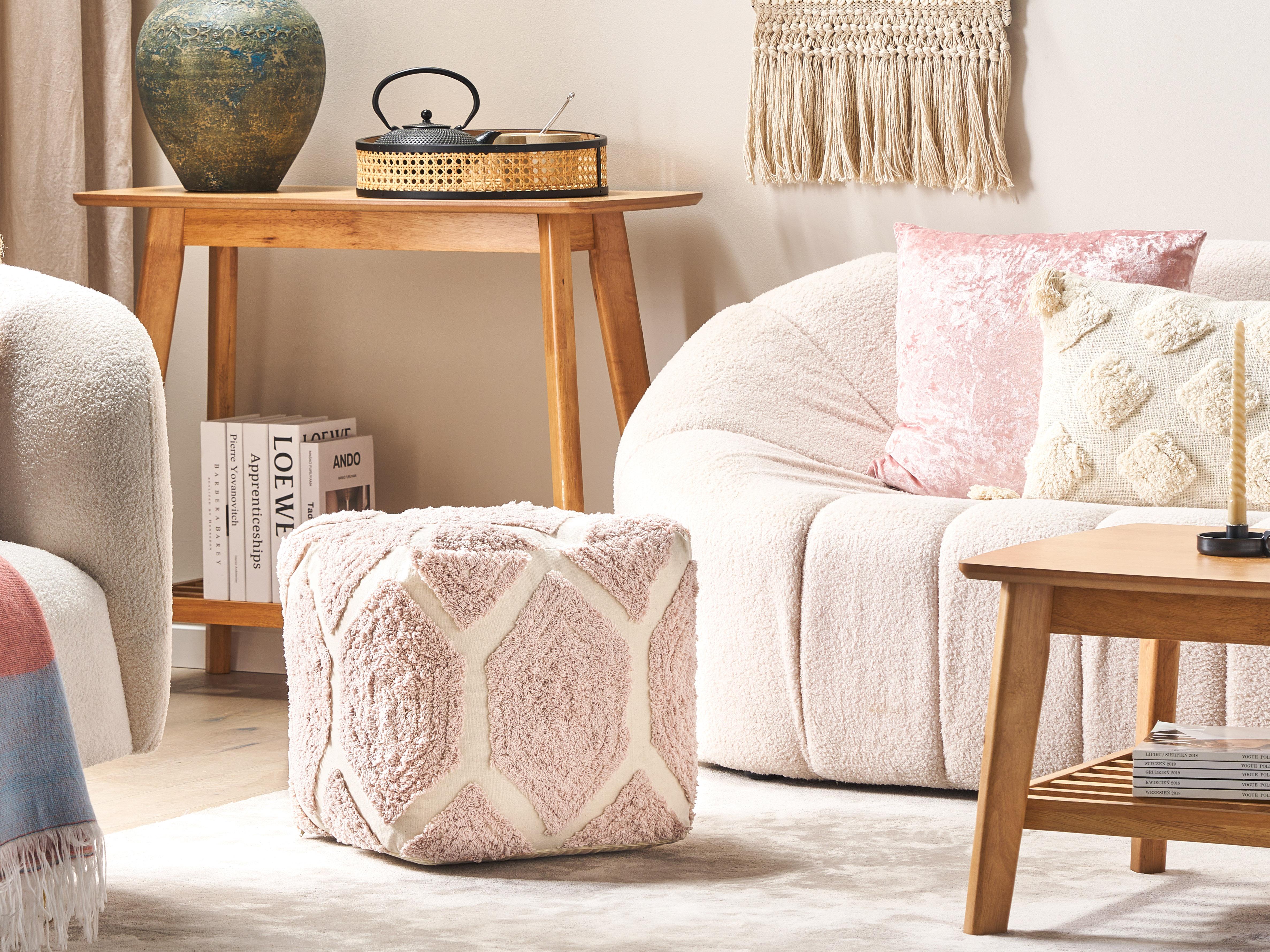 Pouffe ROJHAN Cotton Pastel Pink