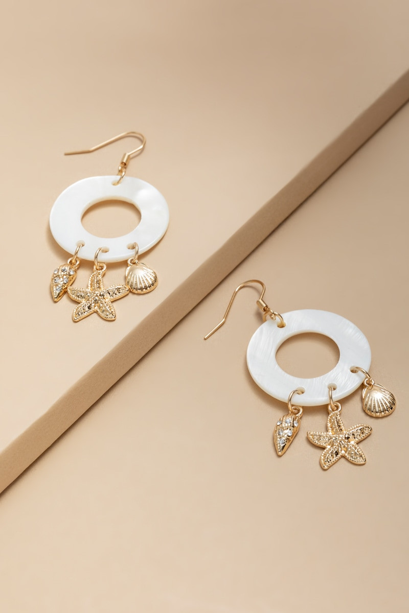 Alice Circle Charm Drop Earrings