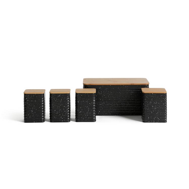 Habitat Set of 5 Speckle Bamboo Storage - Black