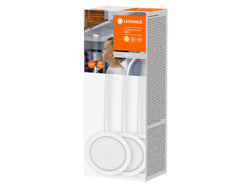 Oprawa podszafkowa 3 szt. Puck LED aluminiowa biała