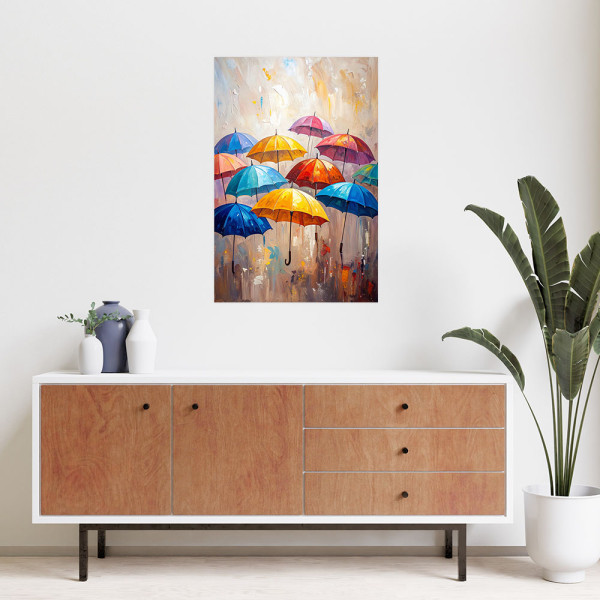 Naklejka na ścianę do salonu Feeby Kolorowe Parasolki Abstrakcja 20x30