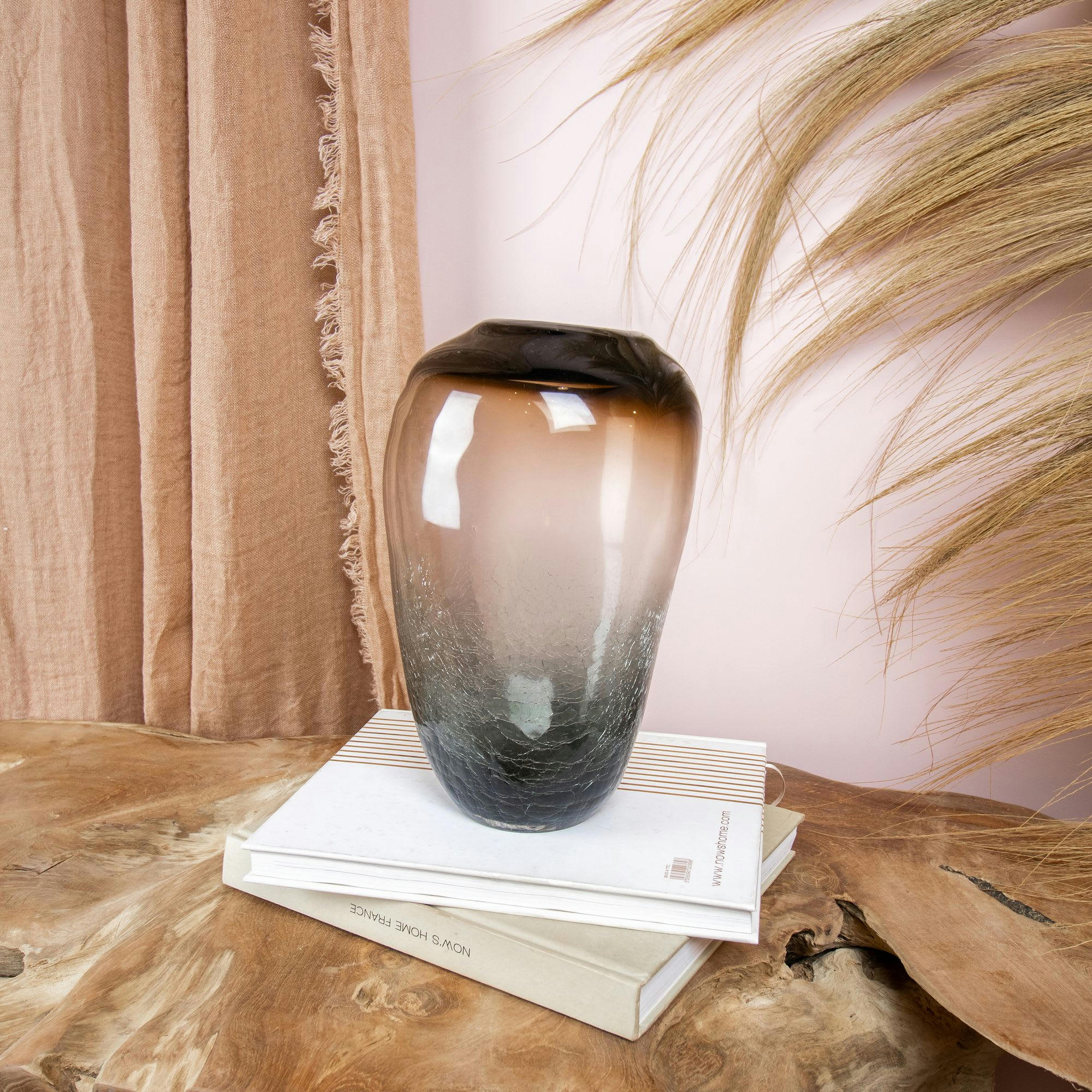 LIV - Vase marron et noir en verre soufflé h27cm