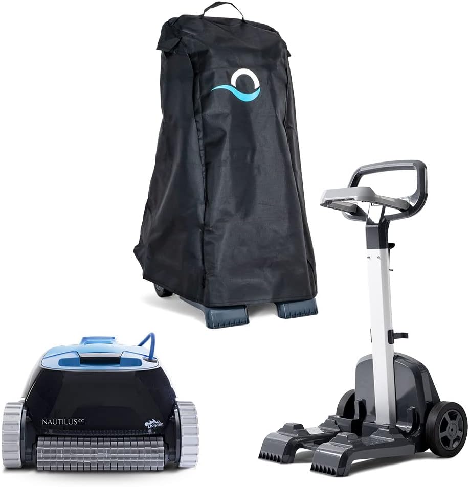 Dolphin Nautilus CC Automatic Robotic Pool Vacuum Cleaner Includes Caddy and Classic Cover for Storage and Protection  Ideal for In-Ground Pools up to 33 FT in Length