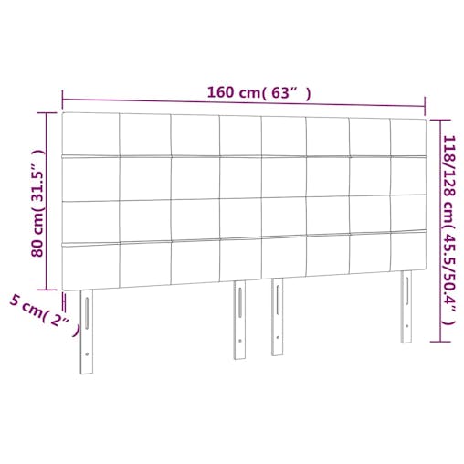 NNEVL LED Headboard Dark Grey 160x5x118/128 cm Fabric