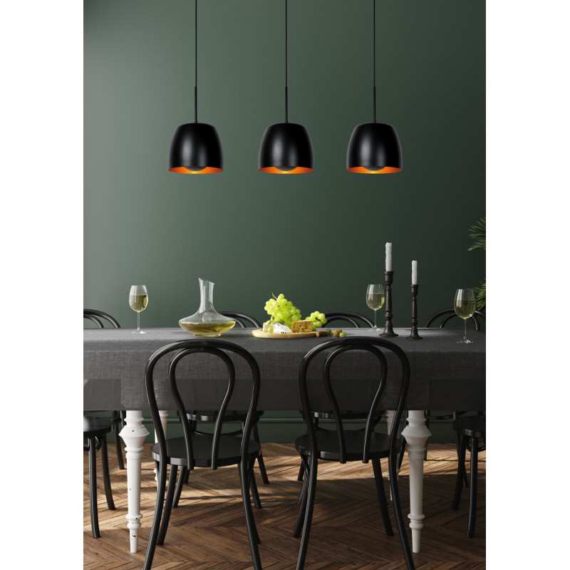 Suspension Nolan noire E27 3 x 40 W LUCIDE