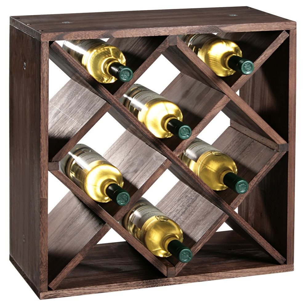 Stojak na wino wykonany z drewna sosnowego
