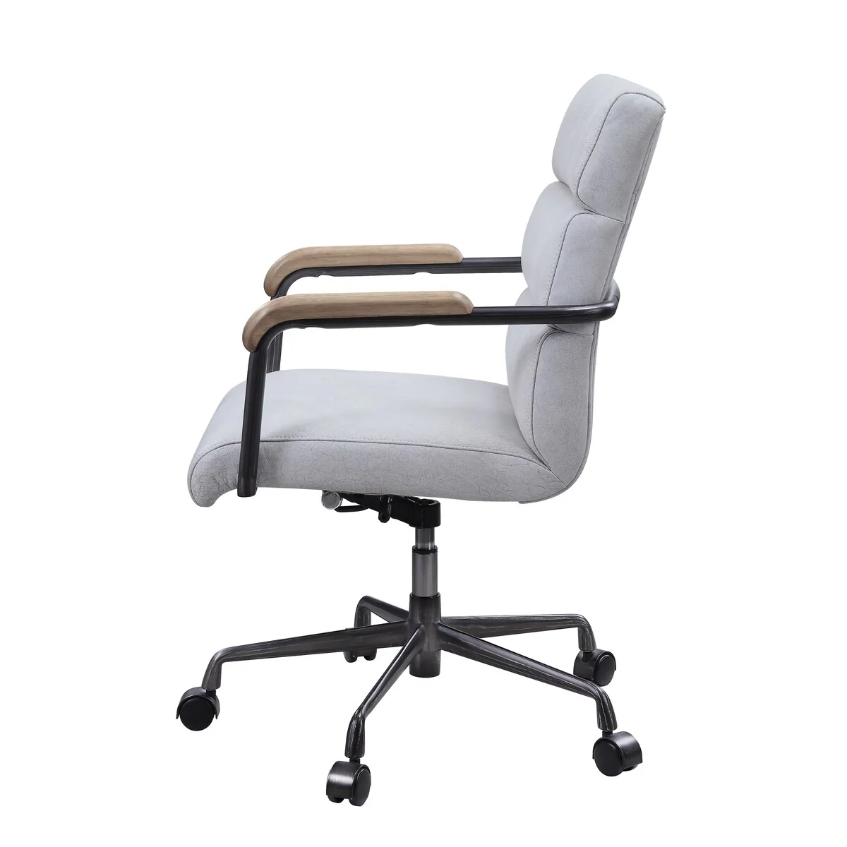 360 Degree Swivel Adjustable Seat Height Executive Office Chair in Top Grain Leather with Metal Base and Legs