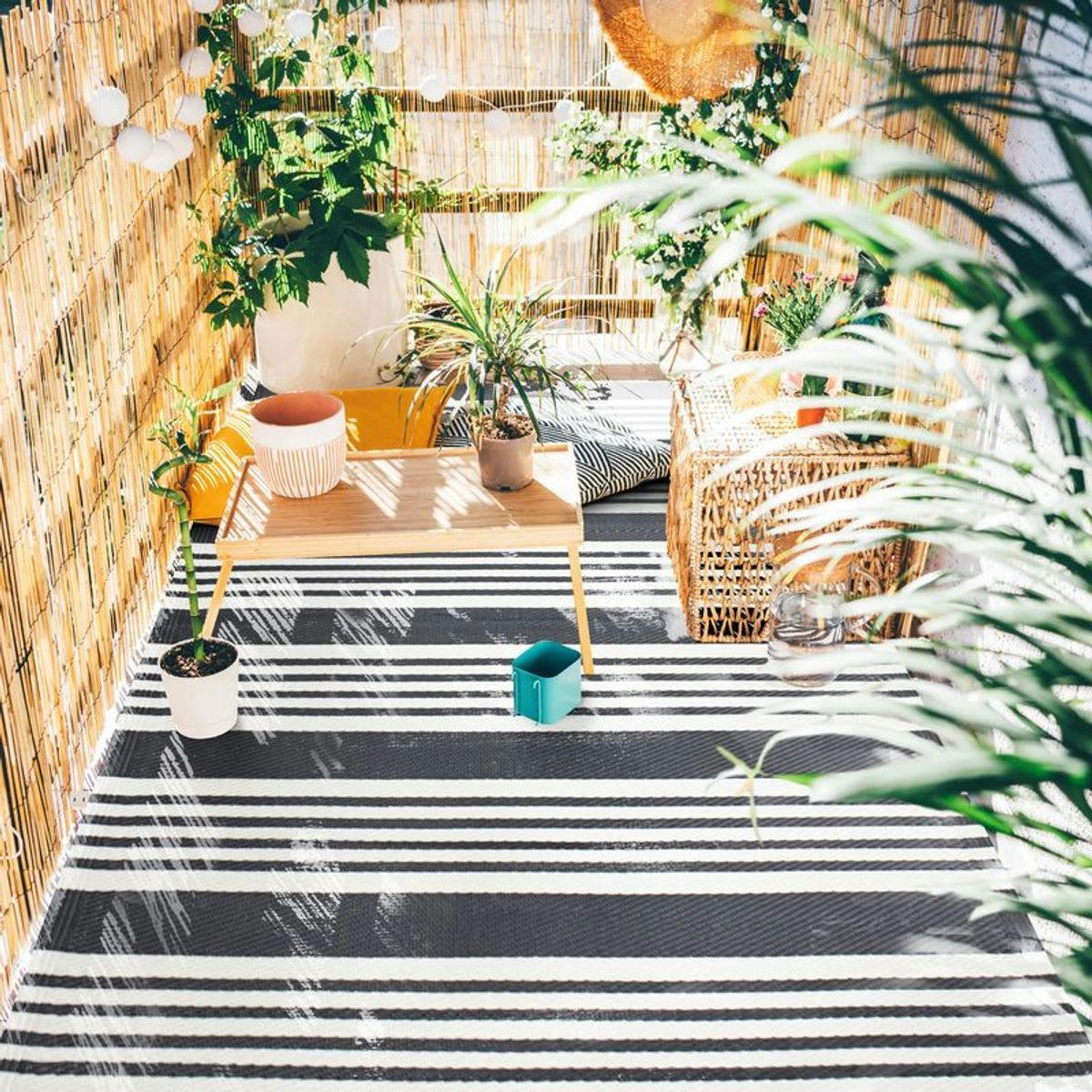 NATOU - Tapis d'extérieur à rayures gris 120x180