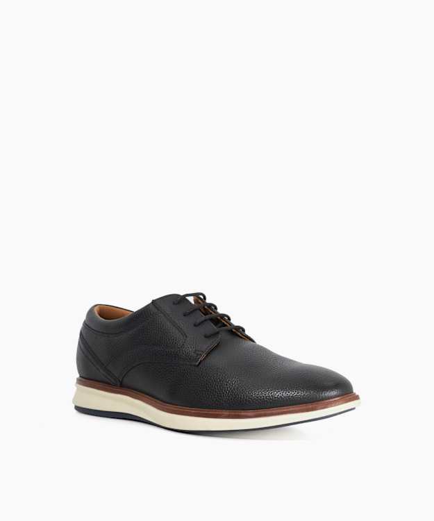 Brydon Black - Leather Wide Fit Lace-Up Trainers