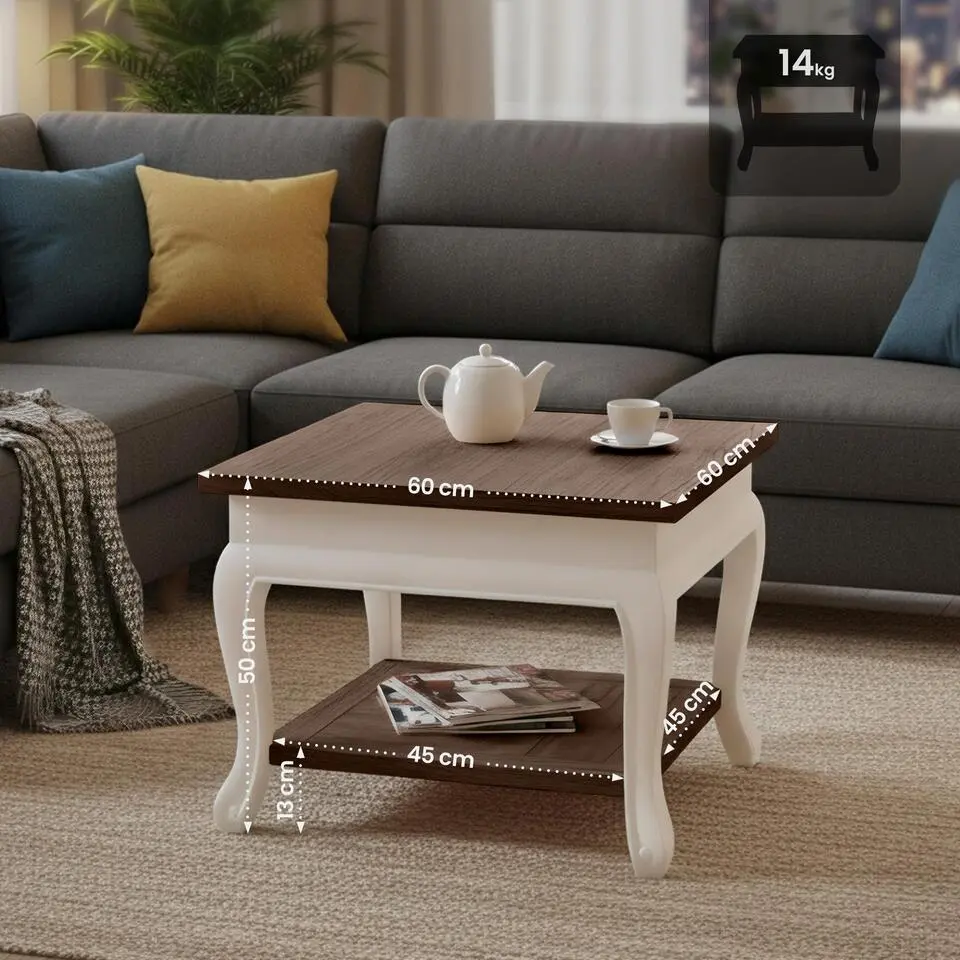 CLP Salontafel Thordis wit Frame - Hout - donkerbruin