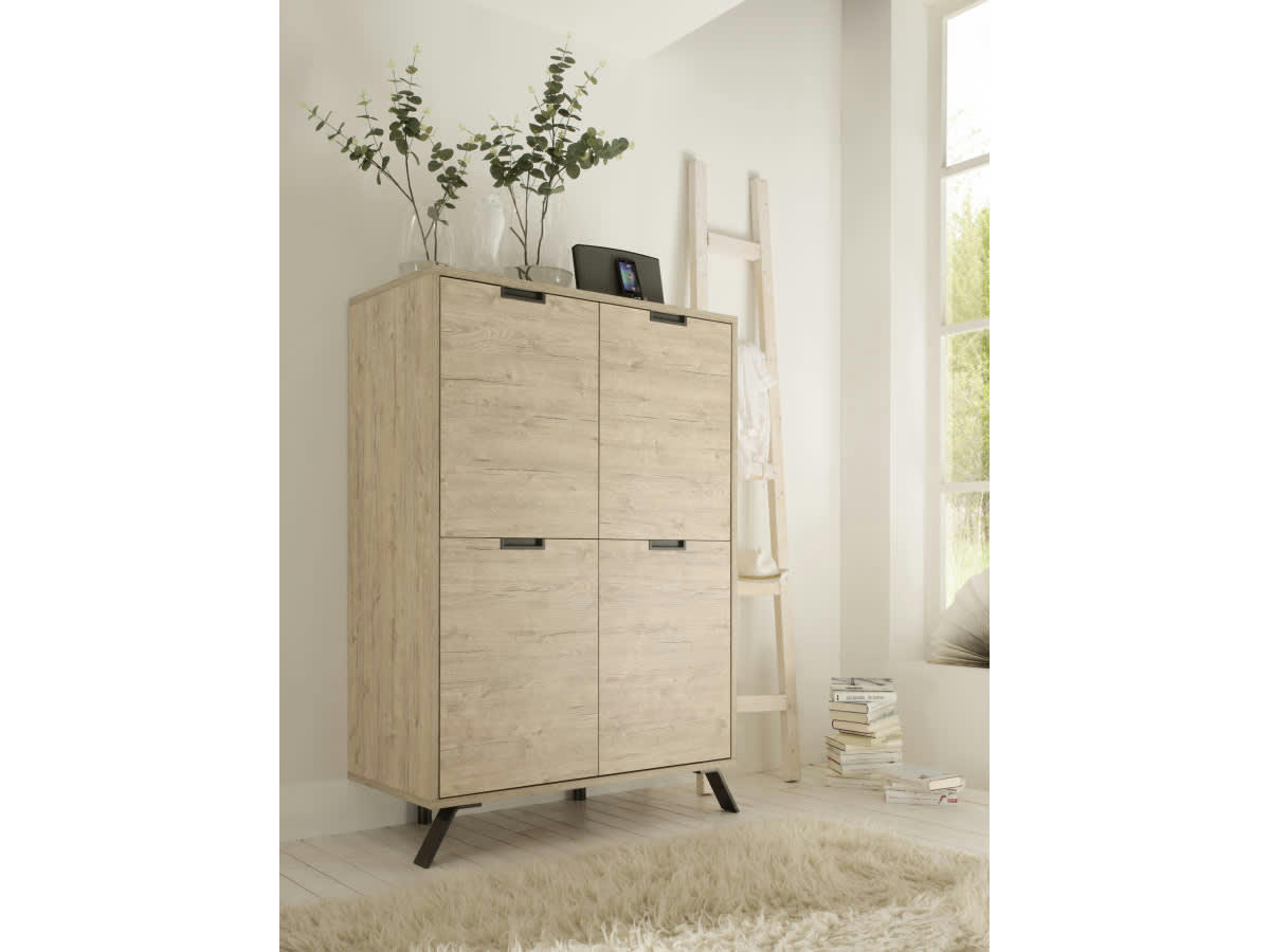 CAMASTRA - Vaisselier haut 4 portes effet bois - L106 cm
