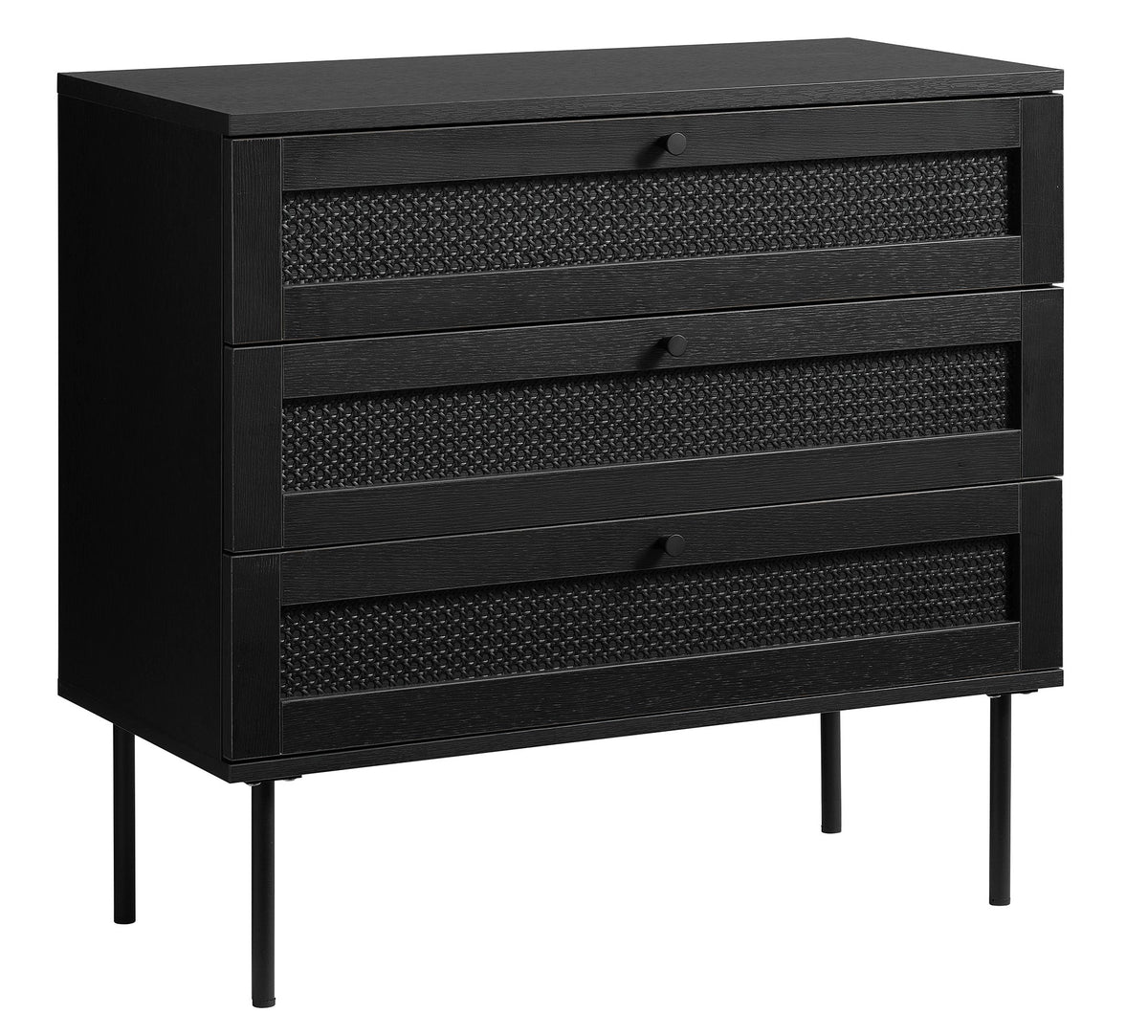 Rebellenclub Dressoir Berley - Zwart met Rattan