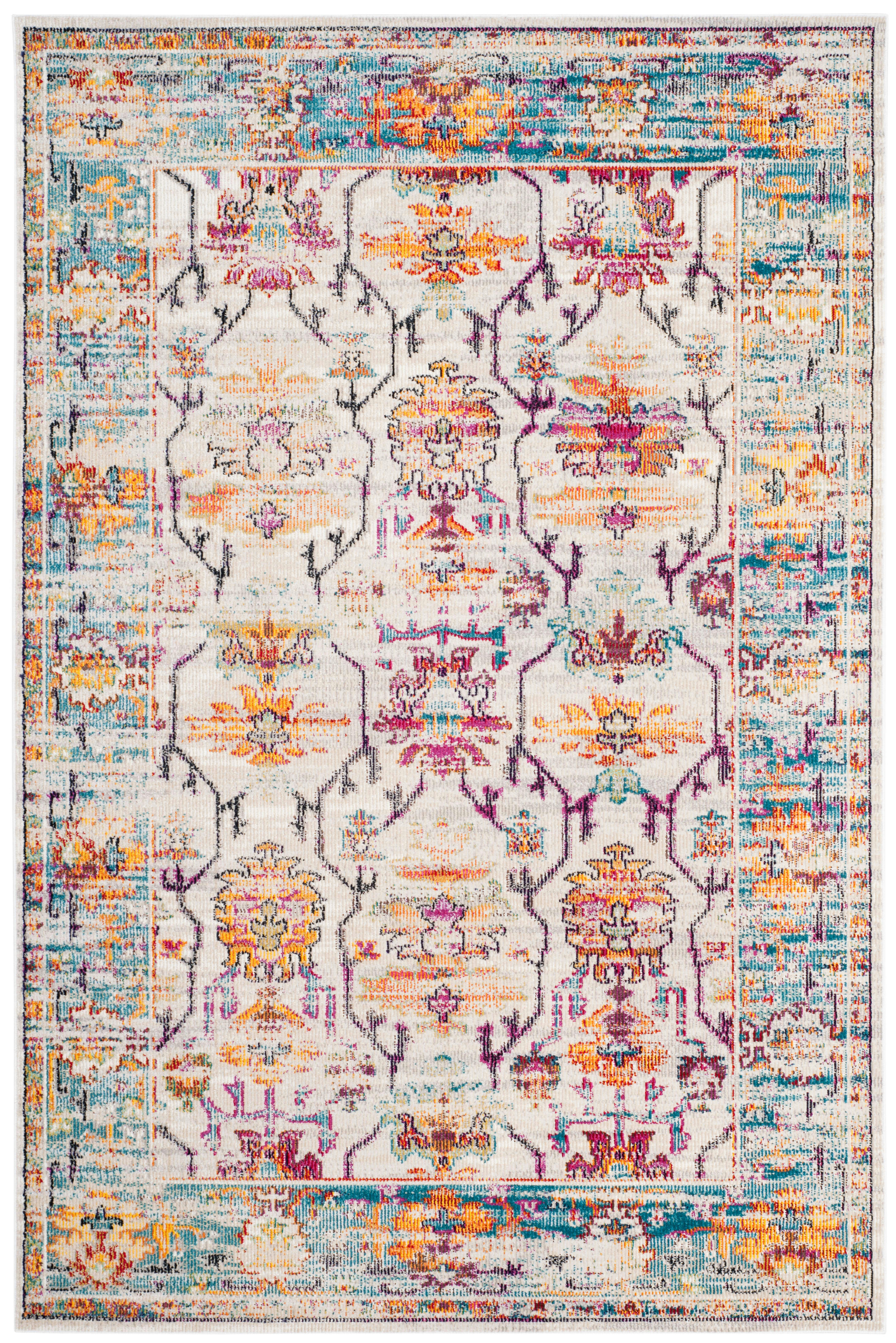 CRYSTAL - Tapis de salon interieur en crème & bleu canard, 152 x 244 cm