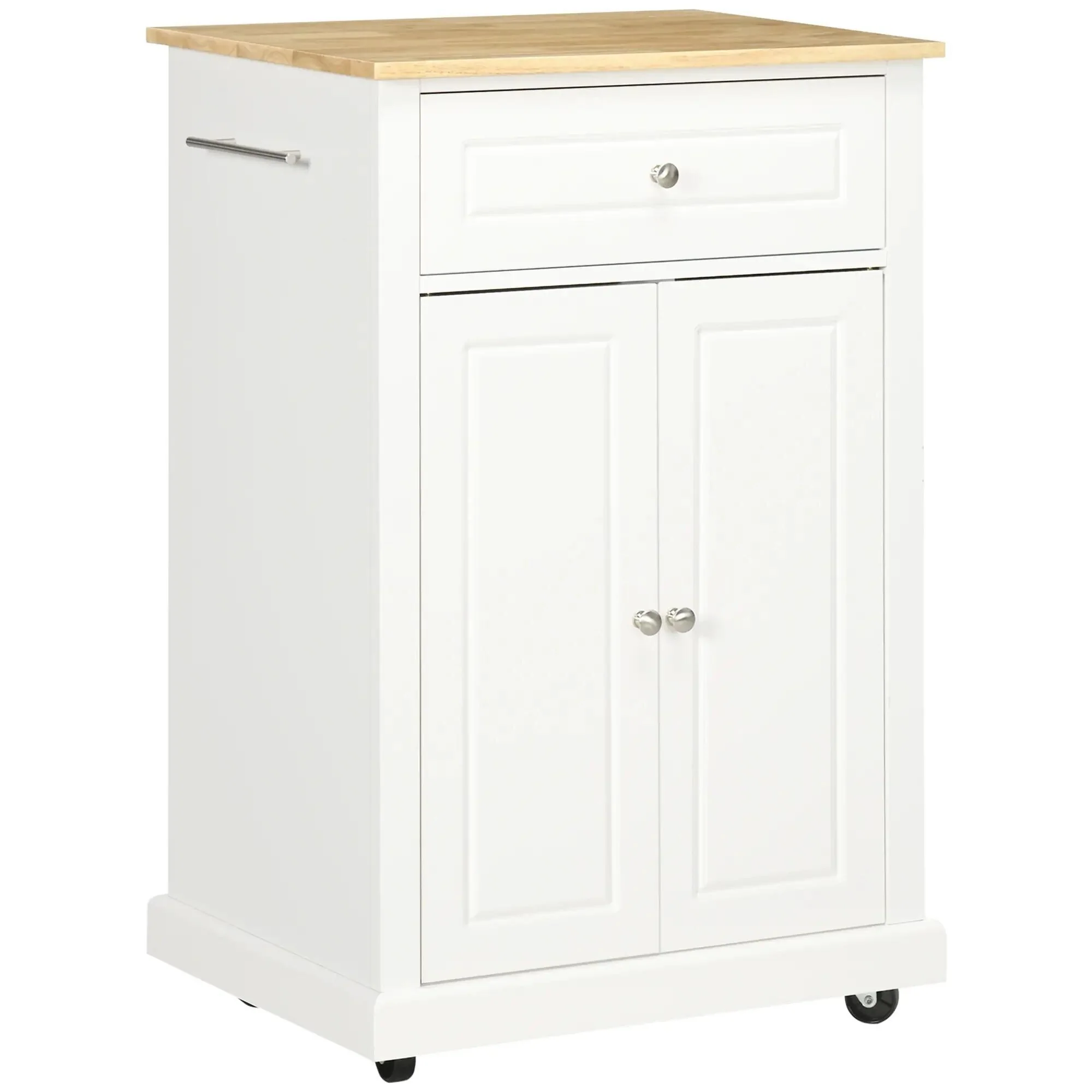 Rolling Kitchen Island Cart with Drawer,Adjustable Shelf,2 Towel Racks