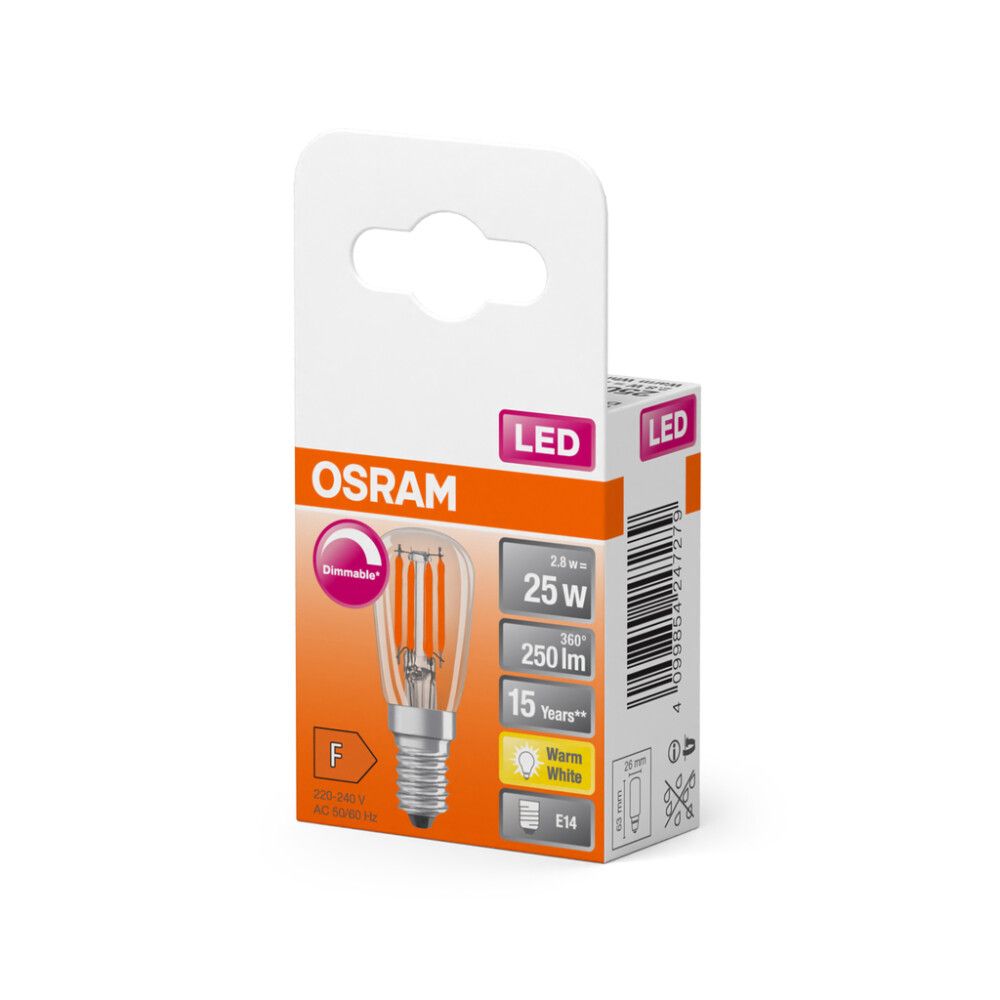 KRONEPÆRE LEDVANCE LED T26 KLAR E14 2,8W DIMBAR
