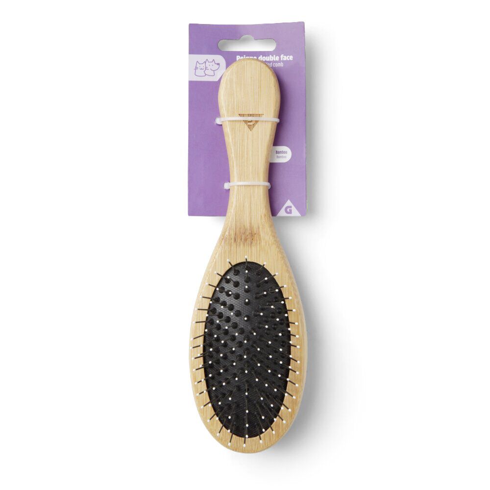 Brosse double face animaux manche bambou