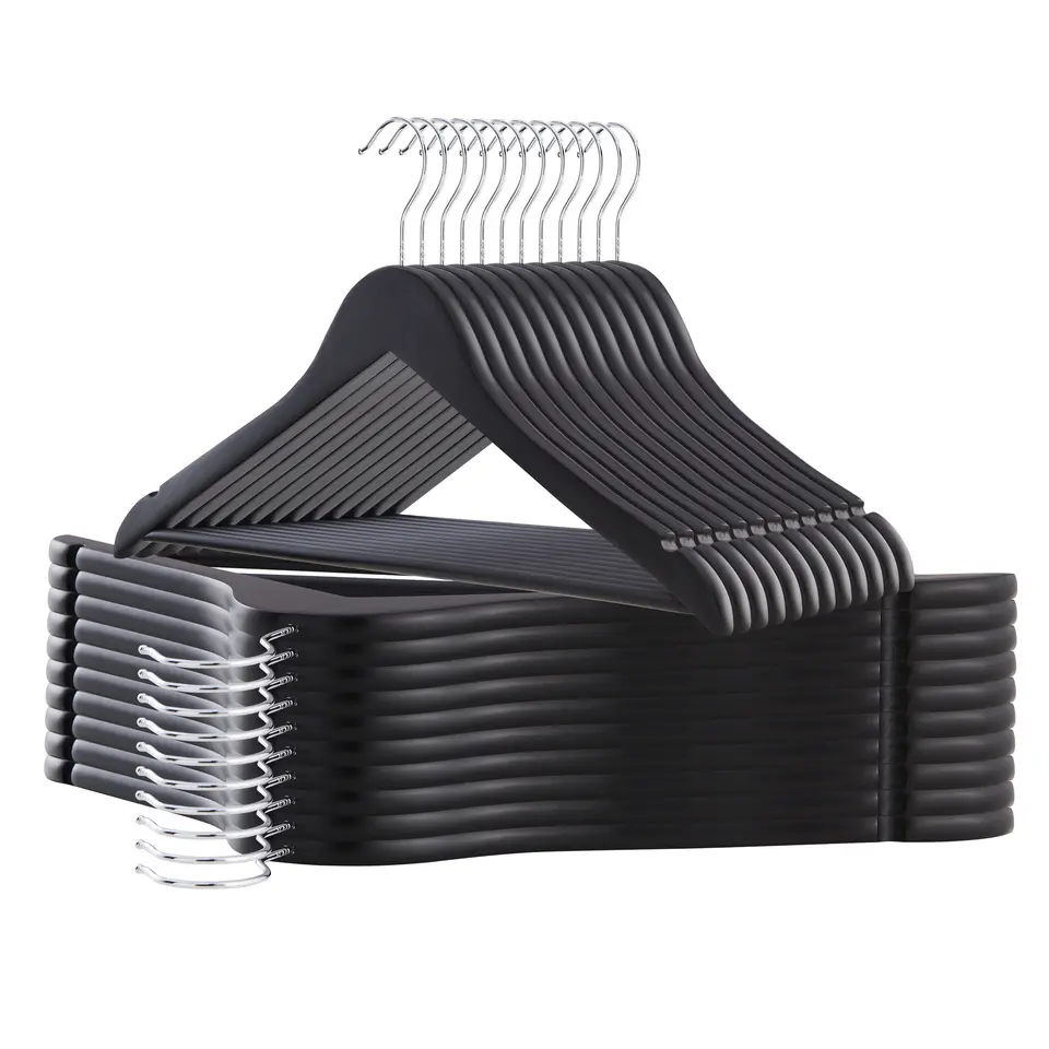 Kledinghangers - massief hout - 30 stuks - zwart