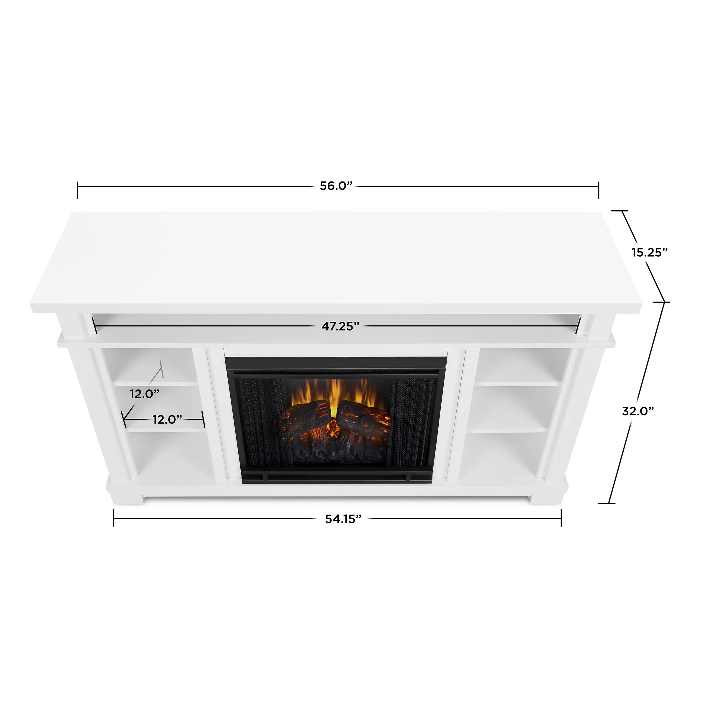 Belford 56 Electric TV Stand Fireplace in White by Real Flame
