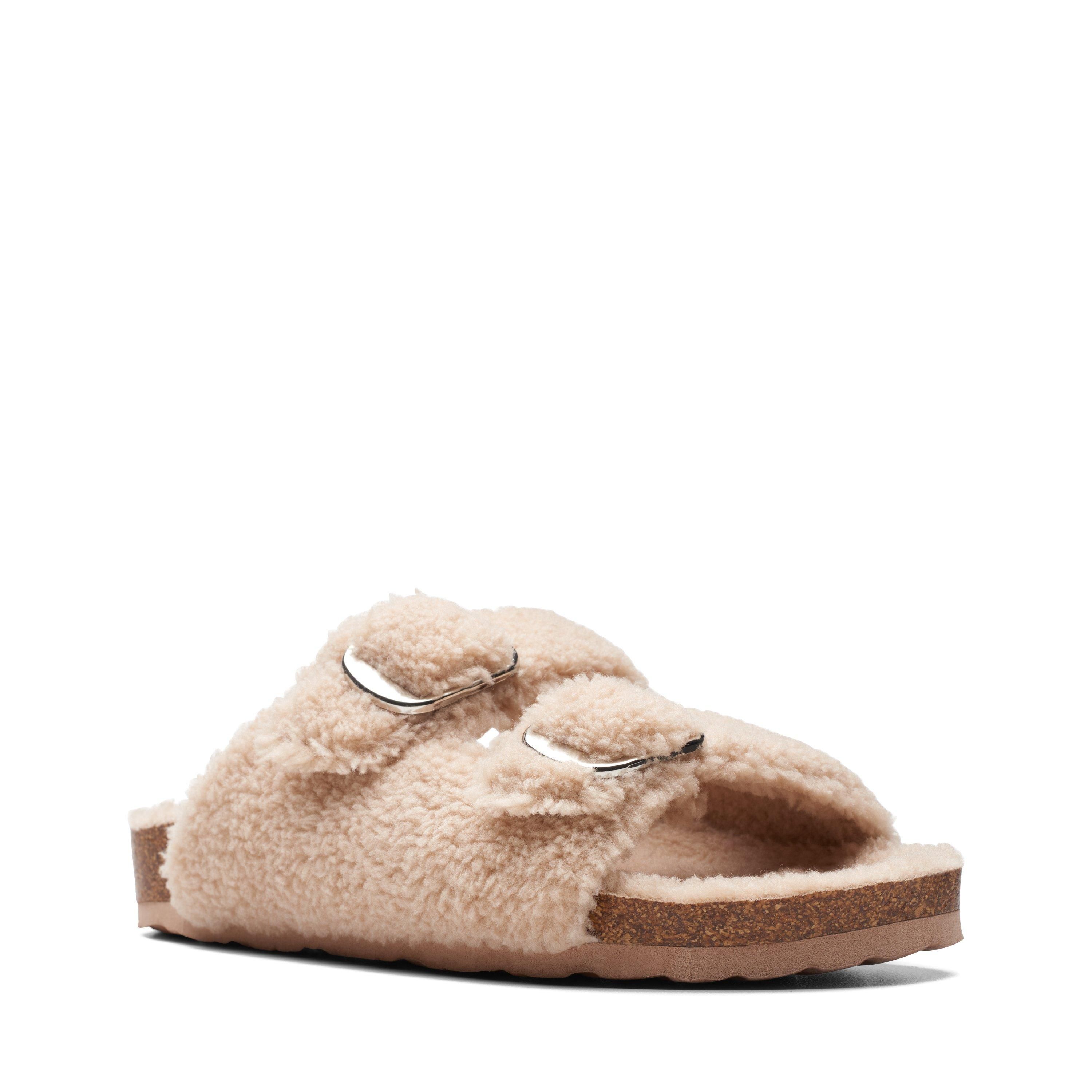 Clarks Arella Dream Oatmeal Slippers,Slip Ons