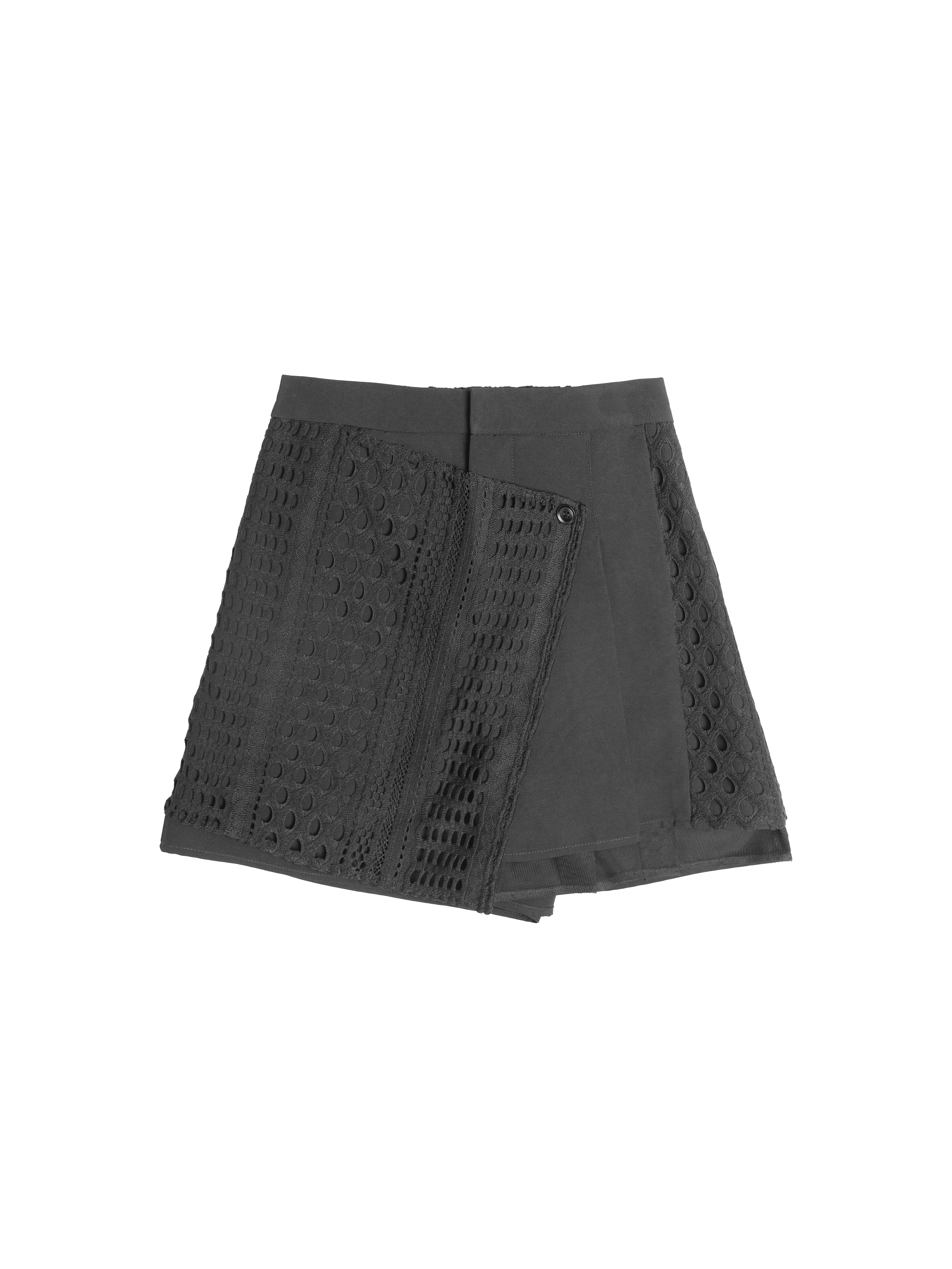 Patchwork Pleated Mesh Short - 25SDB105W