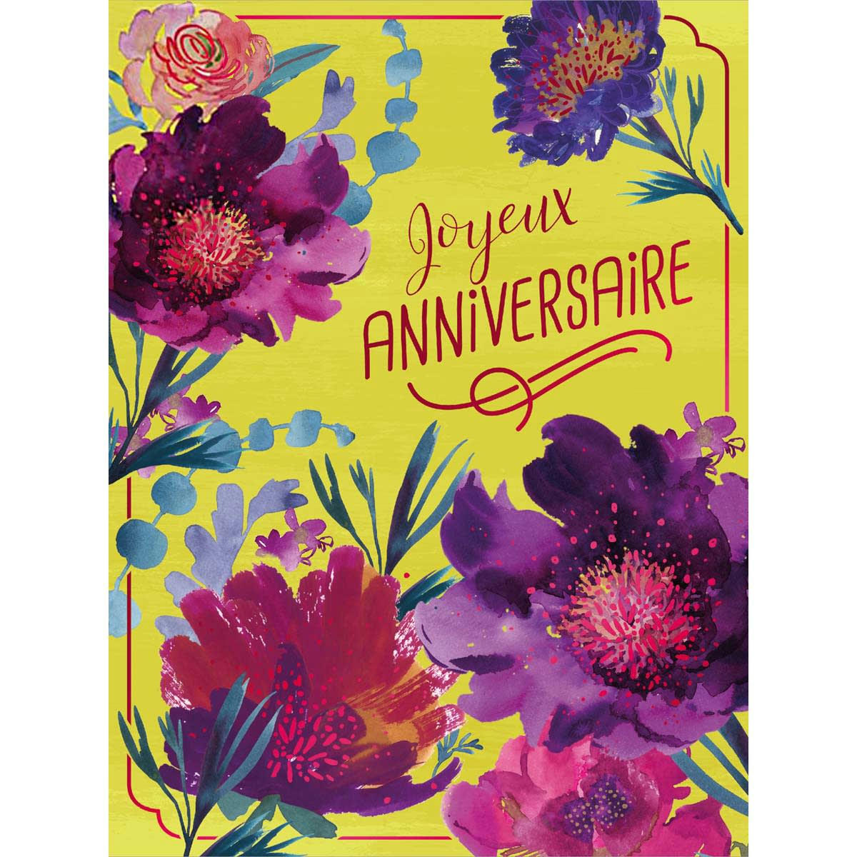 - Grande Carte Anniversaire Joyeux Anniversaire - Fleurs