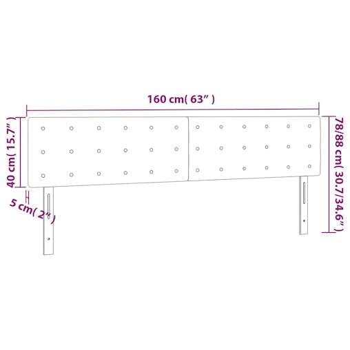 NNEVL LED Headboard Black 160x5x78/88 cm Faux Leather