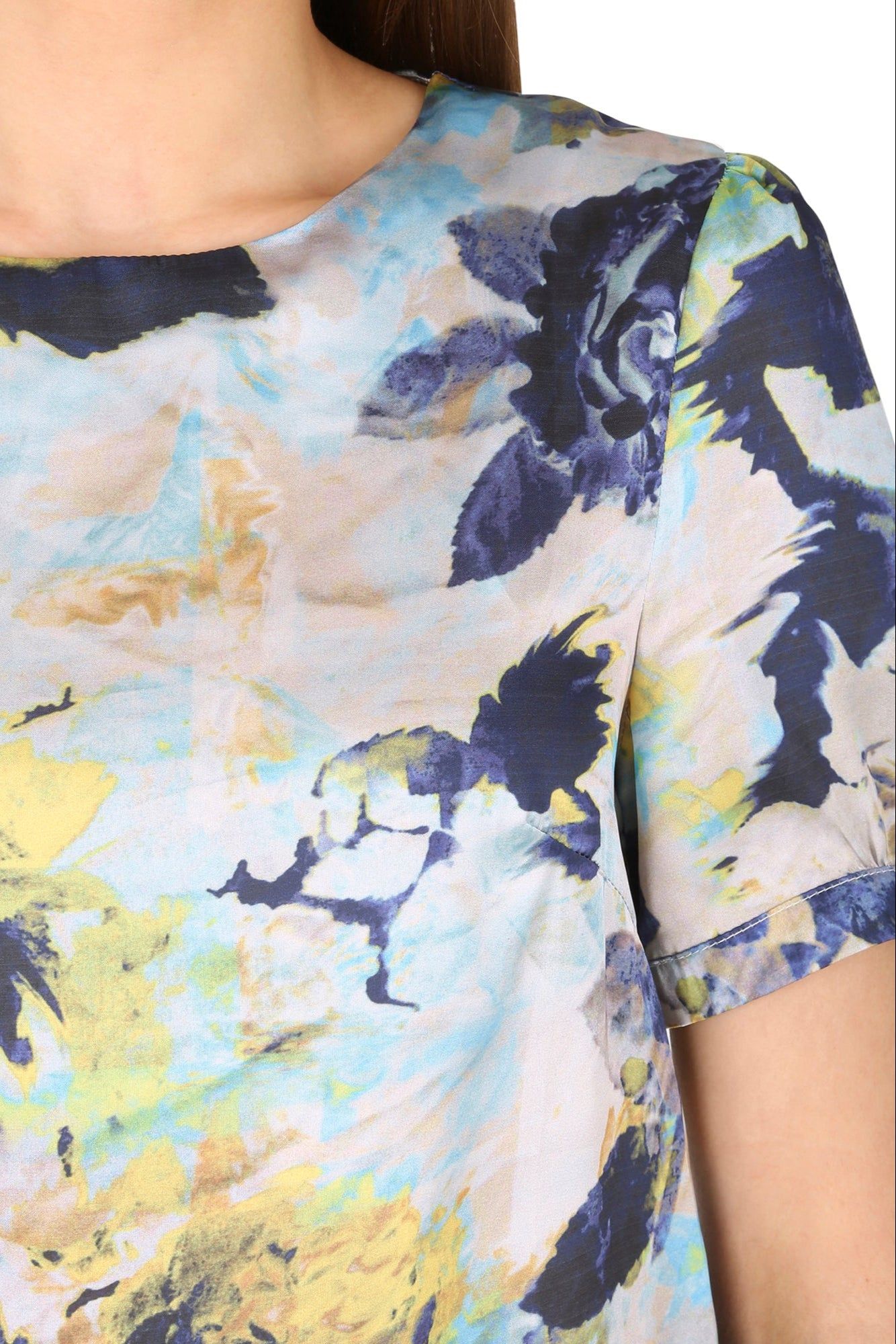 Cutie London Abstract Floral Print Short Sleeve Blouse